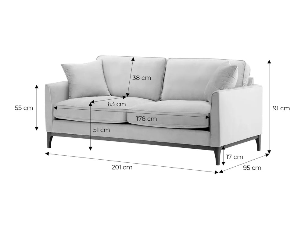 Dalton 3 Seater Sofa Dimensions