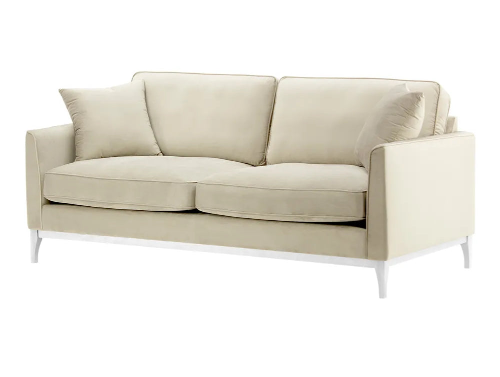 Dalton 3 Seater Sofa - Light Beige and White