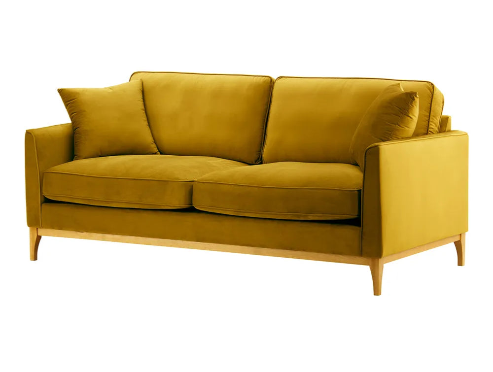 Dalton 3 Seater Sofa - Mustard and Like Oak