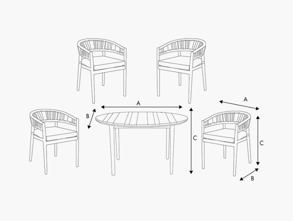 Dane-4-Seater-Outdoor-Dining-Set-Dimensions