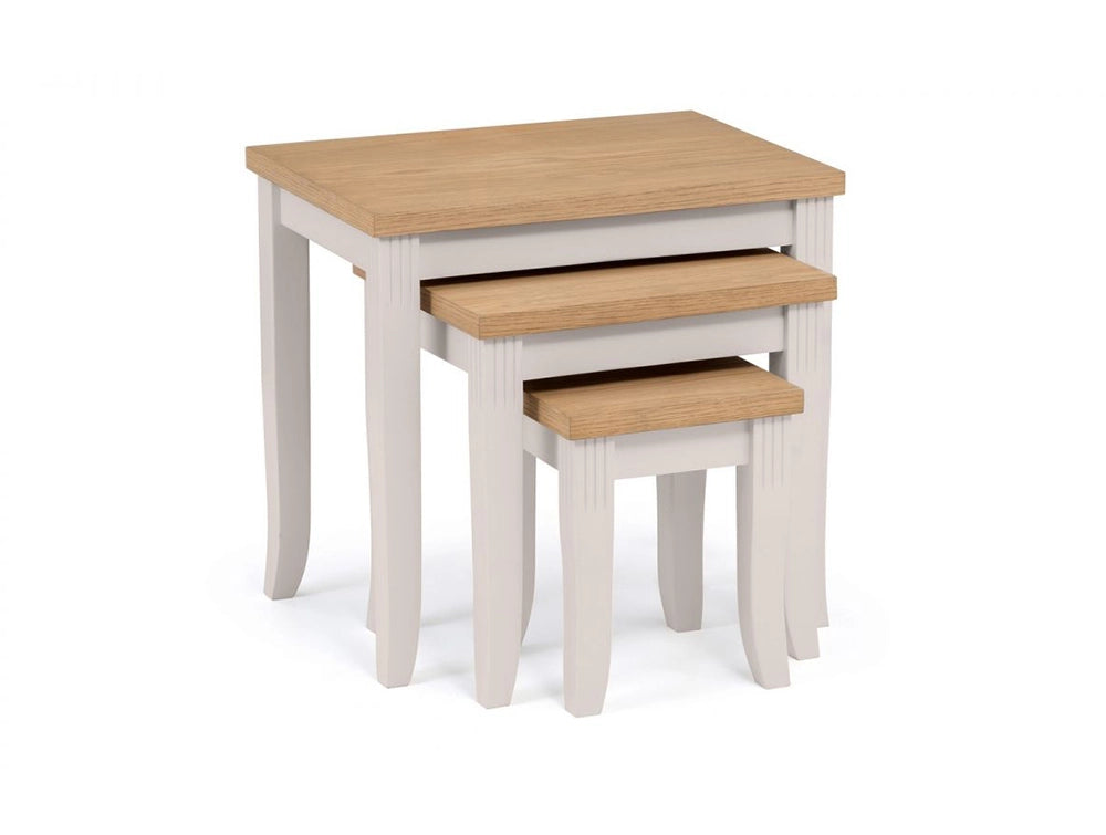 Davina Oak Top Nest Of Tables Elephant Grey