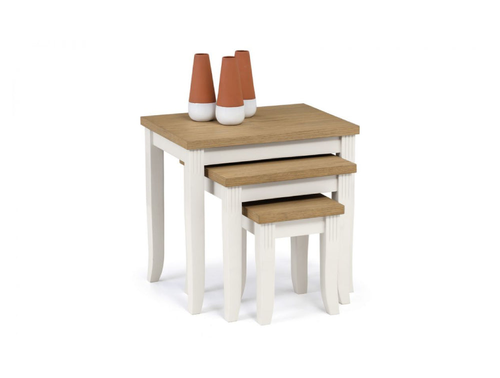 Davina Oak Top Nest Of Tables Ivory