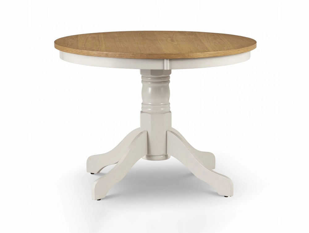 Davina Oak Top Round Pedestal Dining Table Ivory