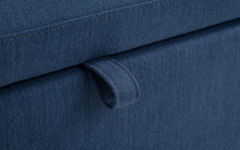 Delmar Upholstered Blanket Box Blue Open Detail