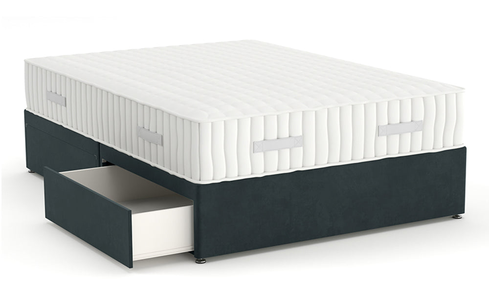 Divan Bed 4'6" Double with 4 Drawers in Plush Velvet Steel