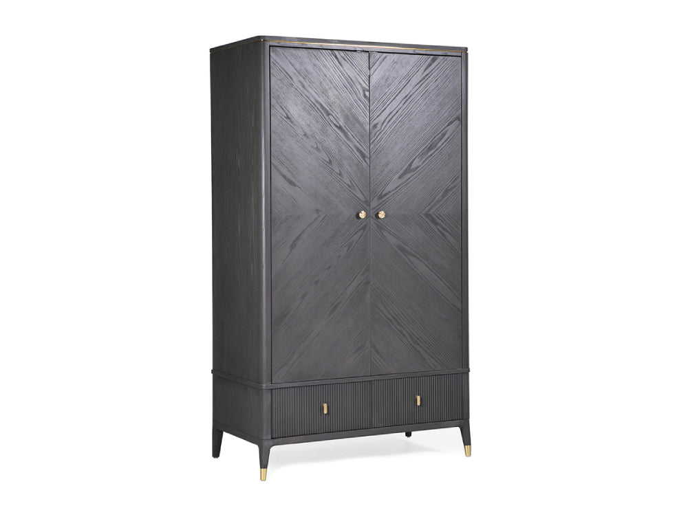 Drew 2 Door 2 Drawer Wardrobe Ebony