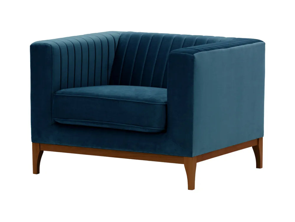 Edwin Armchair - Blue and Dark Oak