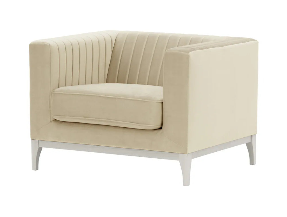 Edwin Armchair - Light Beige and White