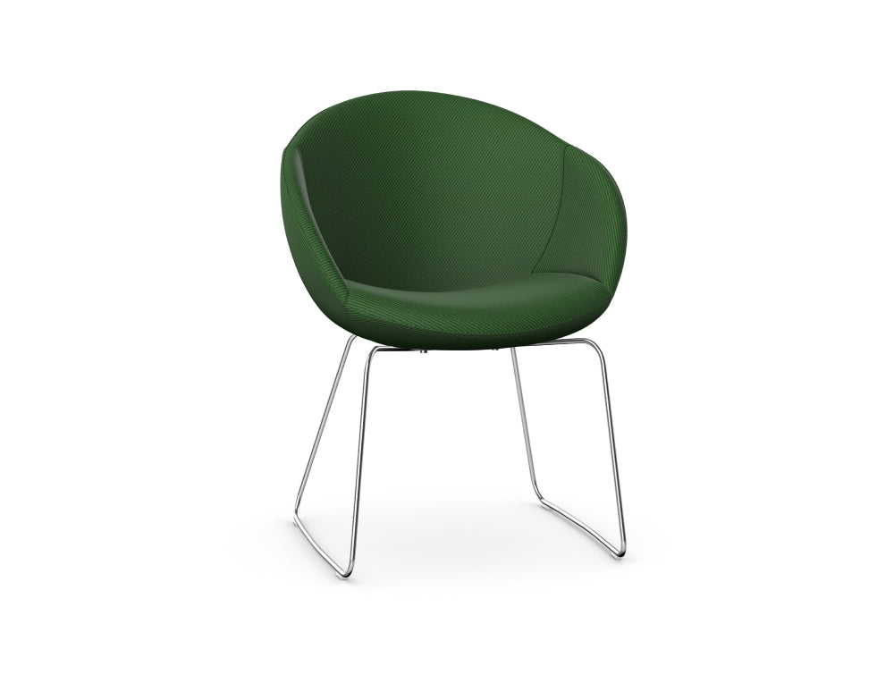 Elena Upholstered Chair with Skid Metal Base 3