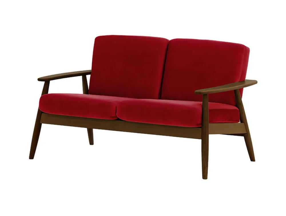 Felix 2-Seater Sofa Dark Red and Dark Oak