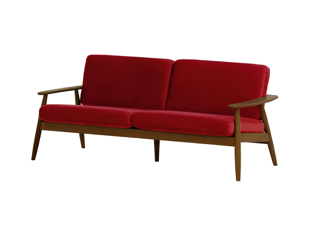 Felix 3-Seater Sofa Dark Red and Dark Oak