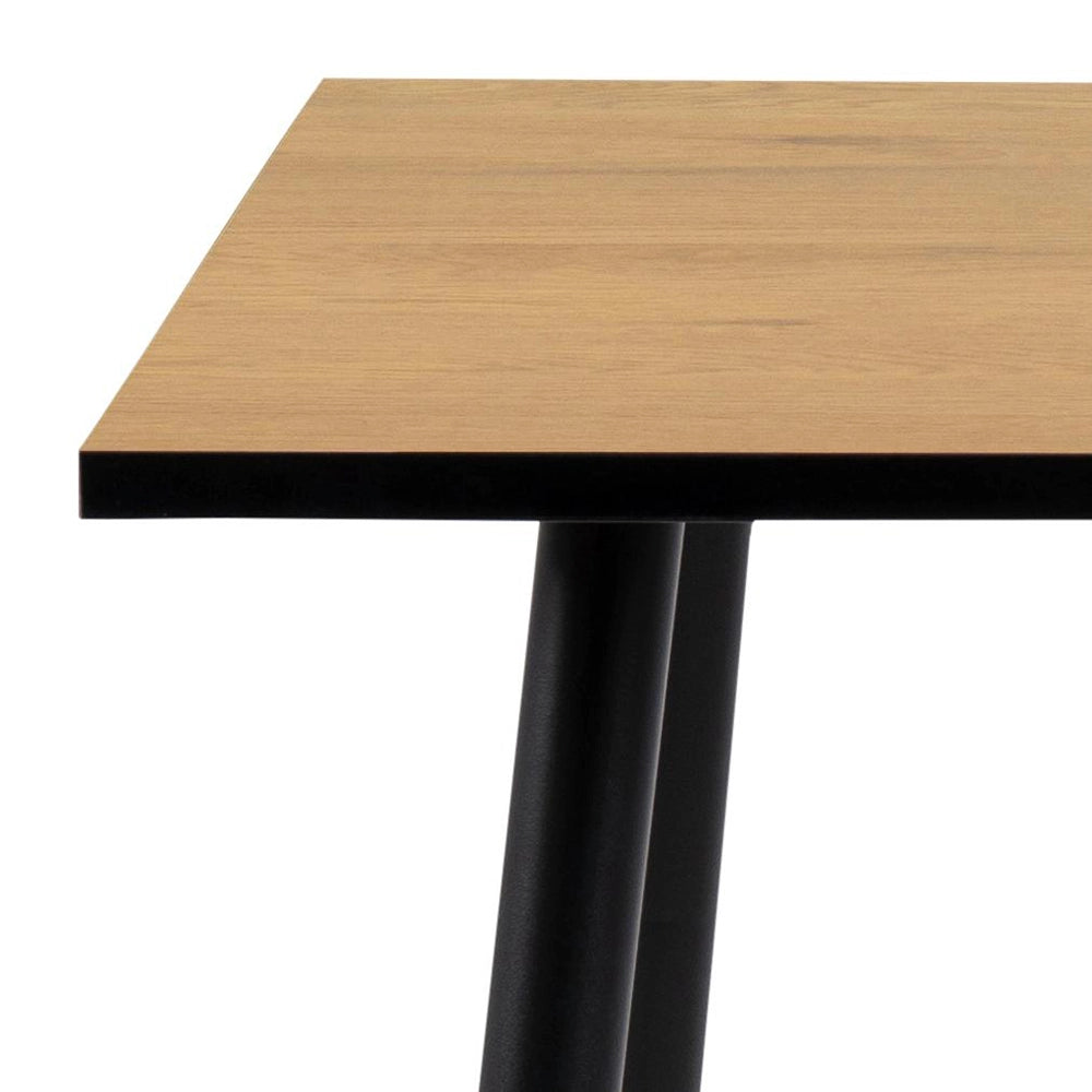 Fred Square Dining Table Oak Black Top Side Detail