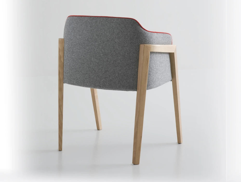 Gaber Chevalet Upholstered Armchair with Grey Back and Beech Legs