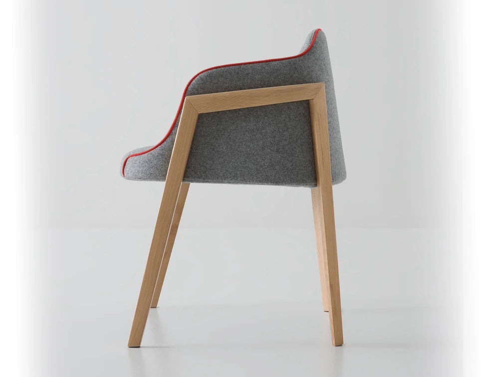 Gaber Chevalet Upholstered Armchair with Wooden Legs and Grey Upholstered Finish