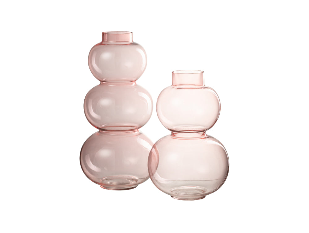 Glass Globe Shaped Large and Small Vase Pink