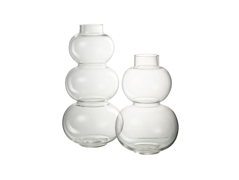 Glass Globe Shaped Large and Small Vase Transparent