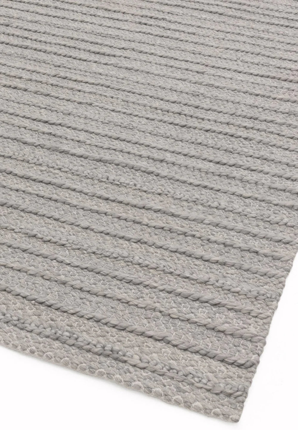 Gloria Hand Woven Floor Rug Grey Corner Detail