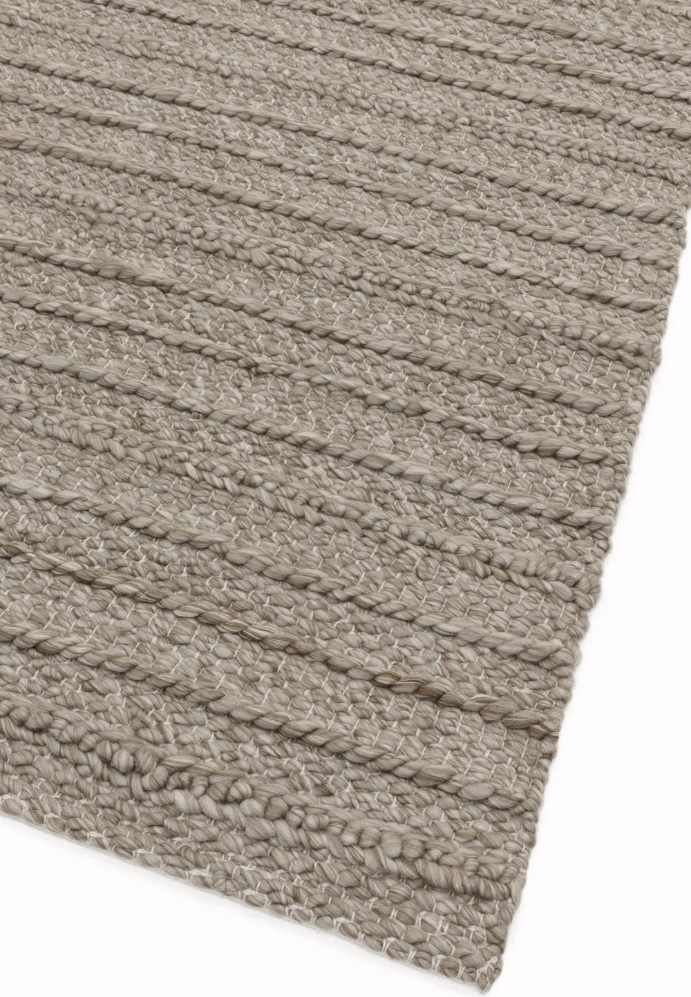 Gloria Hand Woven Floor Rug Taupe Corner Detail