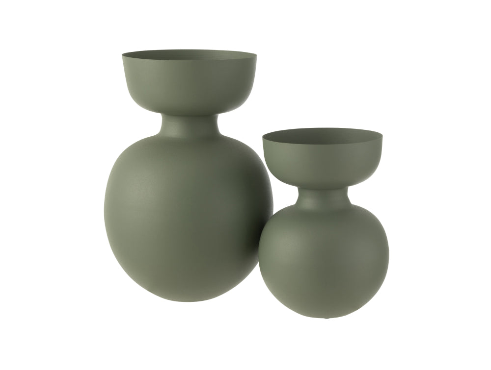 Green Metal Large and Small Vase