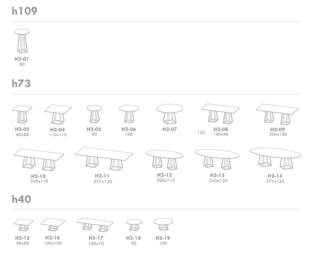 H2 Product Collection Dimensions