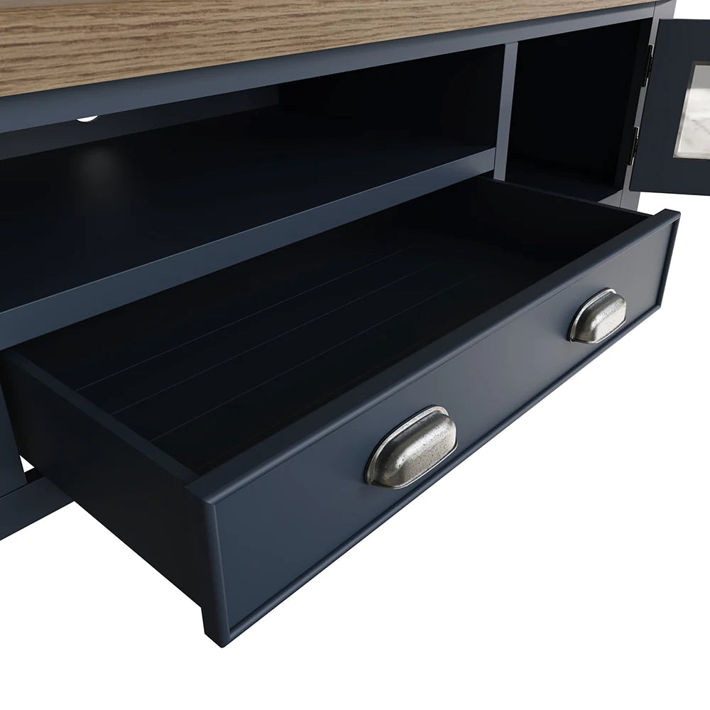 Hadley Extra Large TV Media Unit Drawer Open Detail