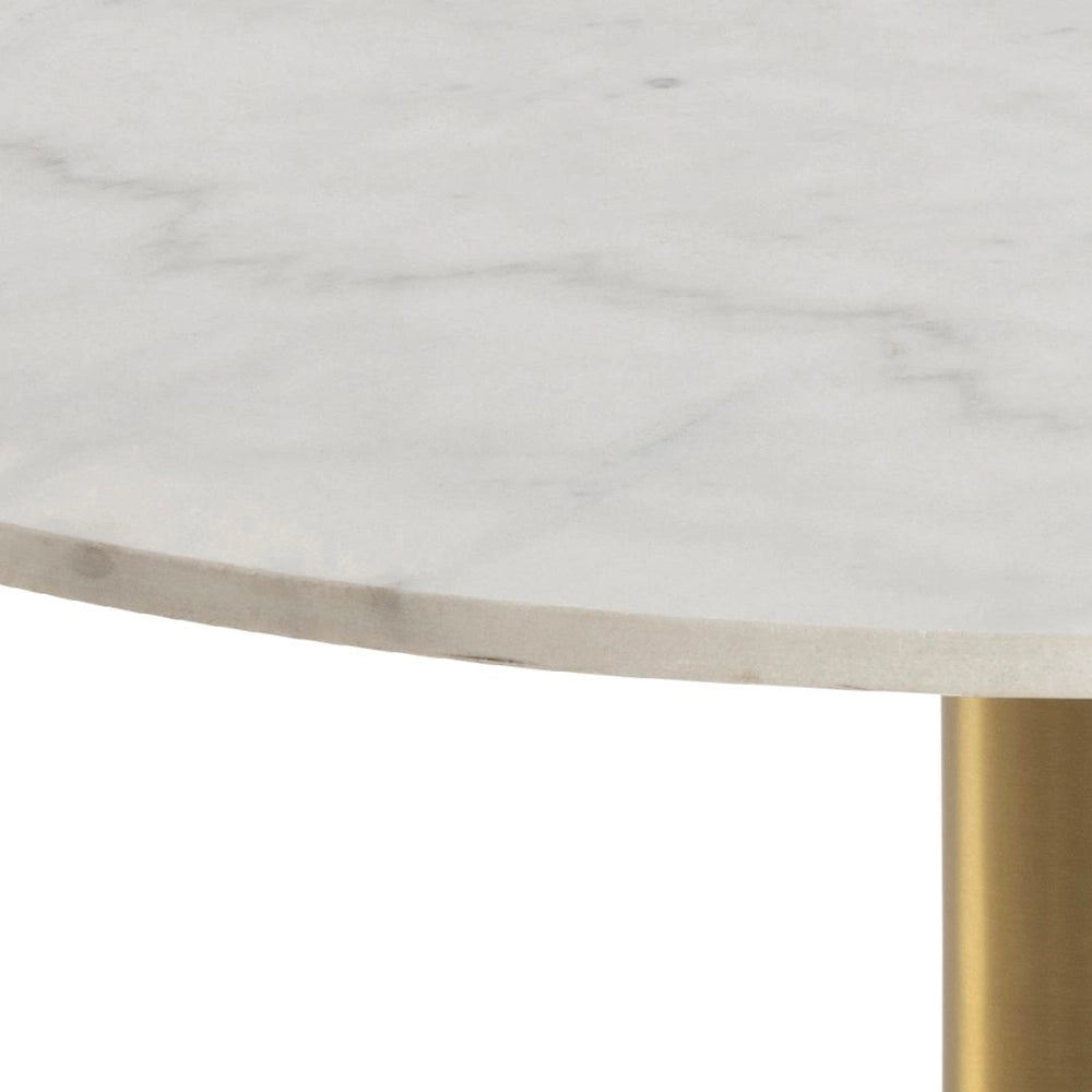 Hampton Round Coffee Table Marble Brass Top Detail
