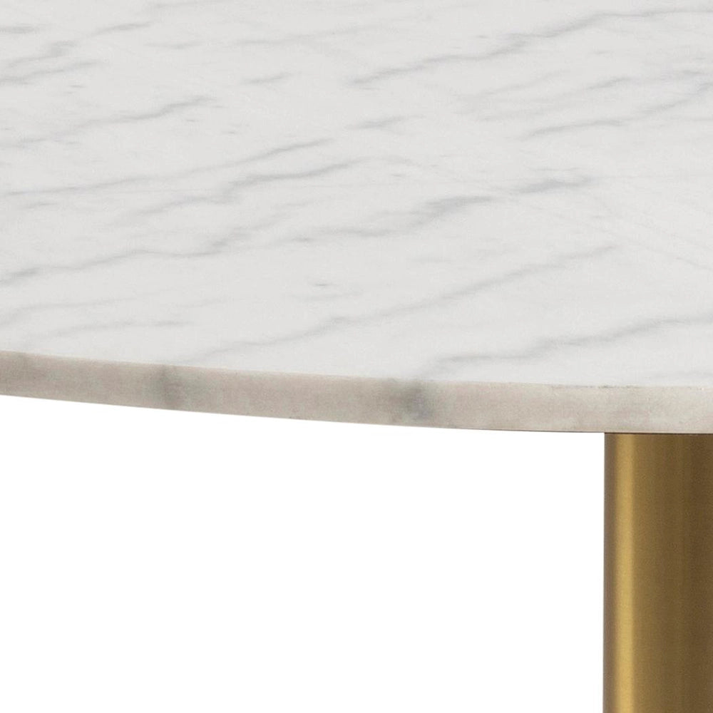Hampton Round Dining Table Marble Brass Top Detail