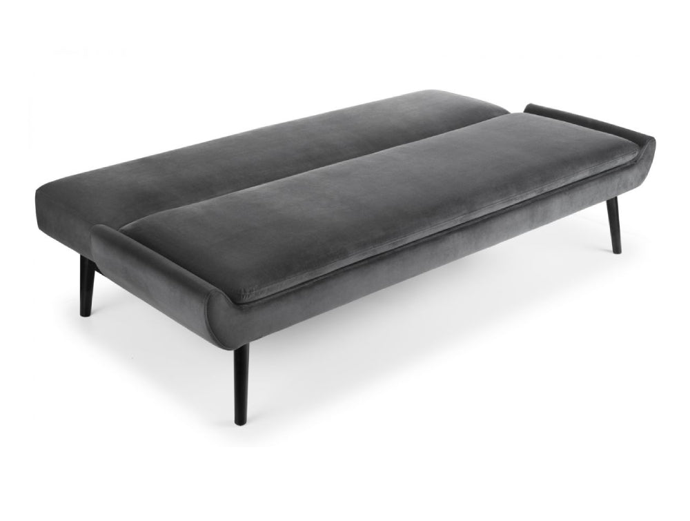 Harlan Curled Base Sofa Bed Grey Velvet 2