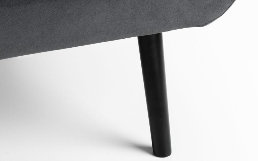 Harlan Curled Base Sofa Bed Grey Velvet Leg Detail