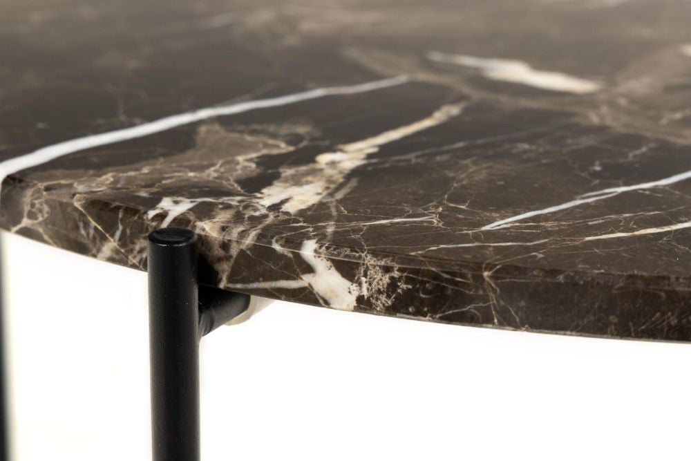 Harlie Marble Top Side Table Brown Top Detail