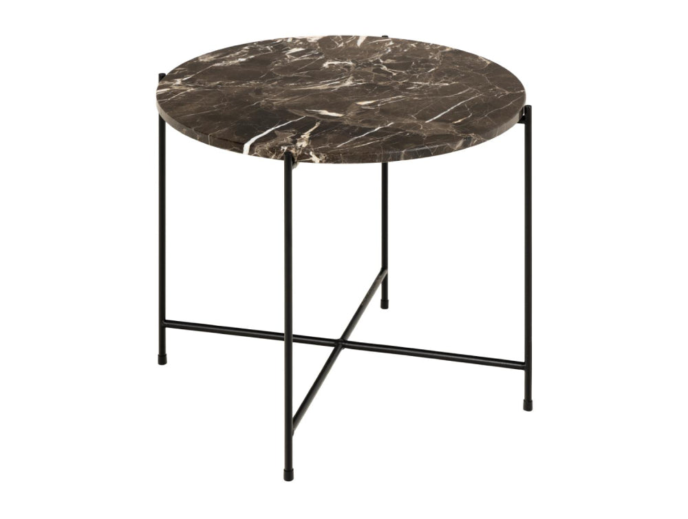 Harlie Marble Top Side Table Brown