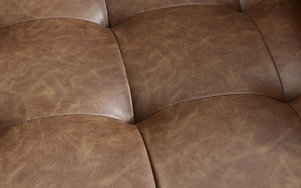 Henry Sofa in Brown Faux Tan Finish Leather Seat Detail