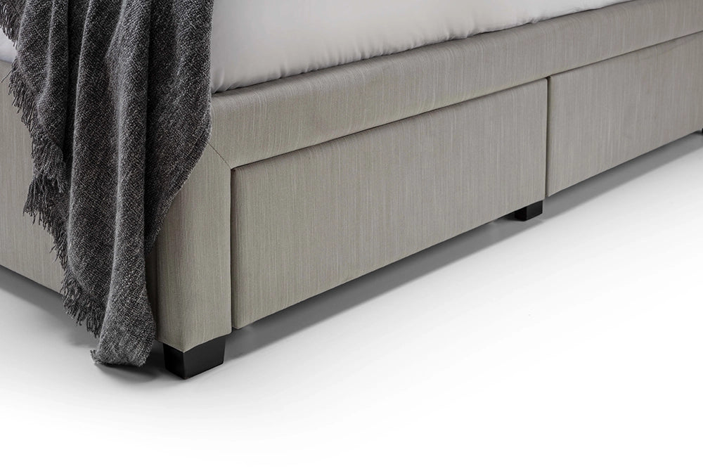 Hilton Deep Button 4 Drawer Bed Grey Linen Closed Drawer Detail