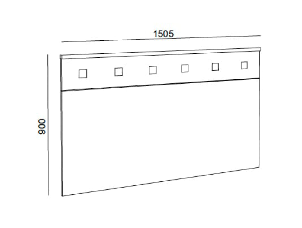 Hotel Nox Wooden Headrest with 6 Square Hooks Dmensions