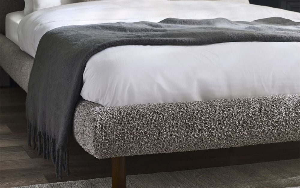 Hudson Double Sized Bed in Grey Finish with Scarf in Bedroom Setting