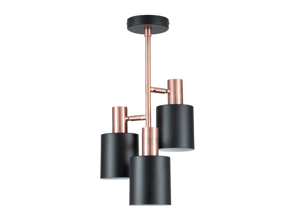 Indy 3 Bulbs Electrified Pendant Light Black and Antique Copper 2