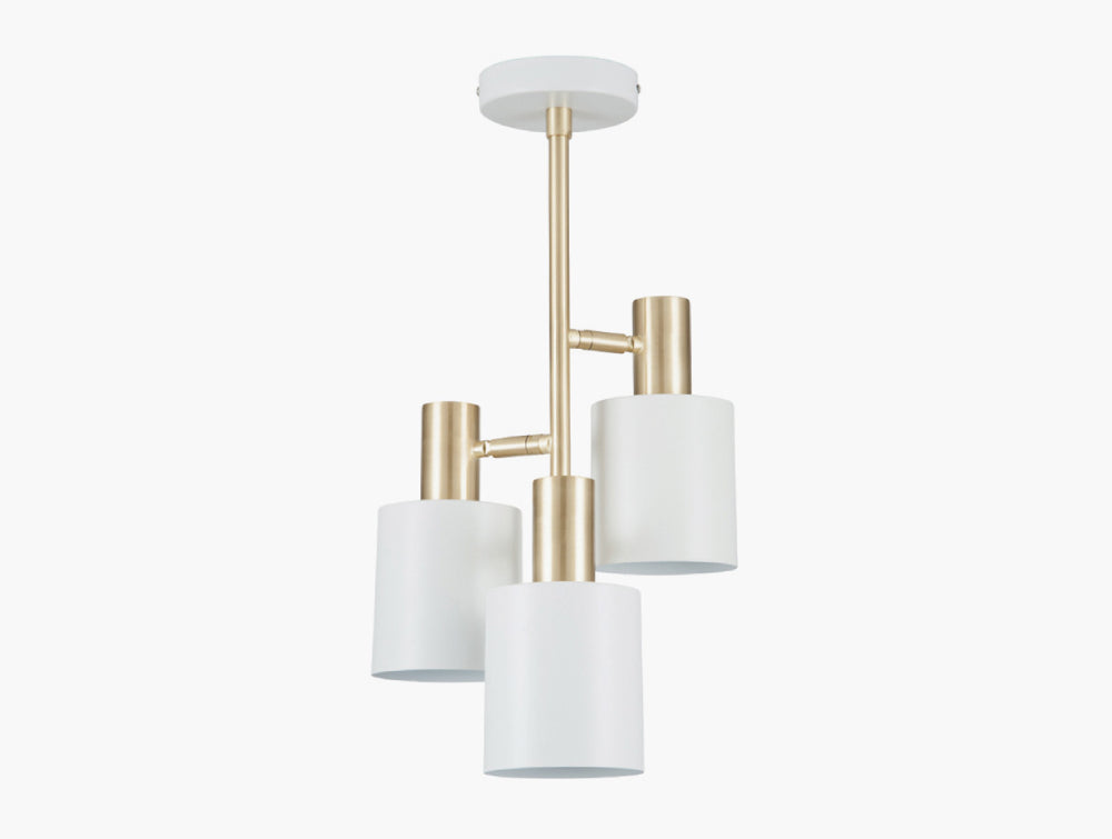 Indy 3 Bulbs Electrified Pendant Light White and Brass 2