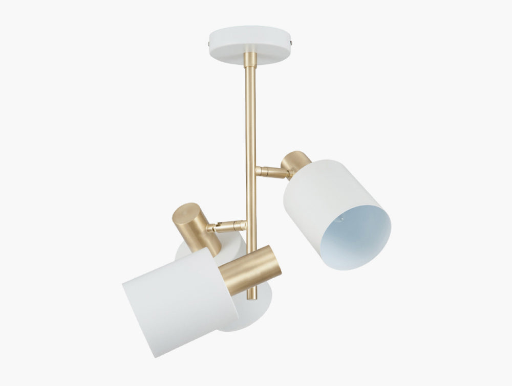 Indy 3 Bulbs Electrified Pendant Light White and Brass 3