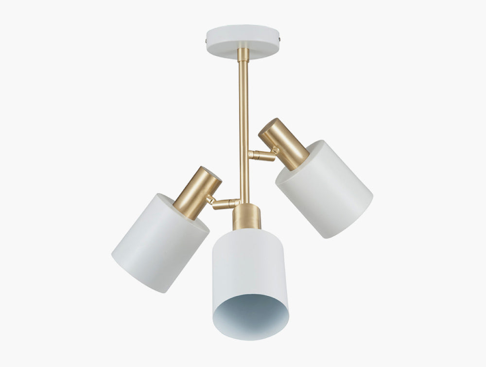 Indy 3 Bulbs Electrified Pendant Light White and Brass