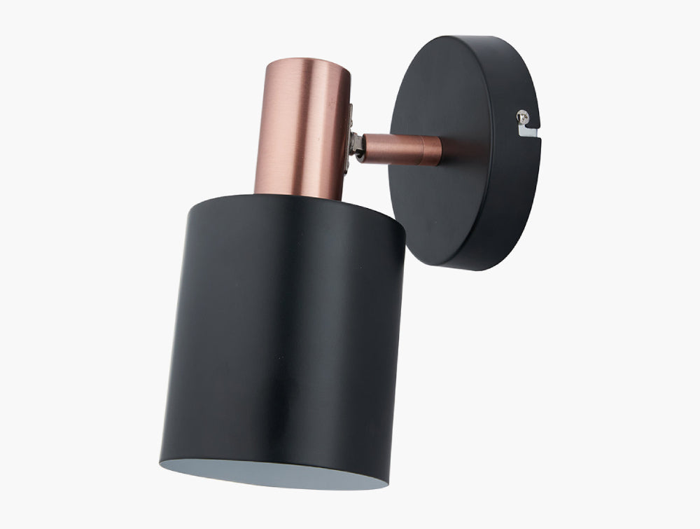Indy Black and Antique Copper Retro Wall Light 3