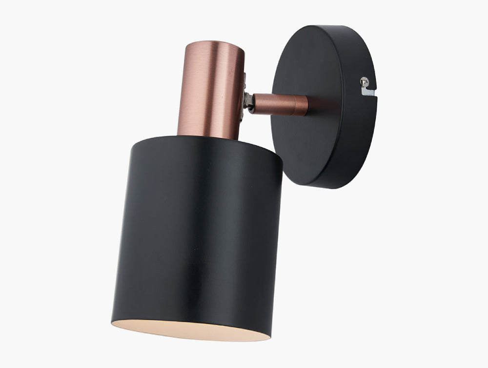 Indy Black and Antique Copper Retro Wall Light 4