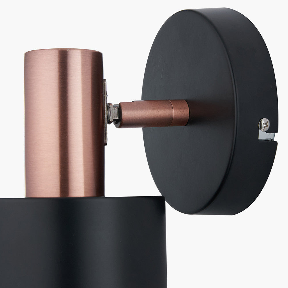 Indy Black and Antique Copper Retro Wall Light Detail 2