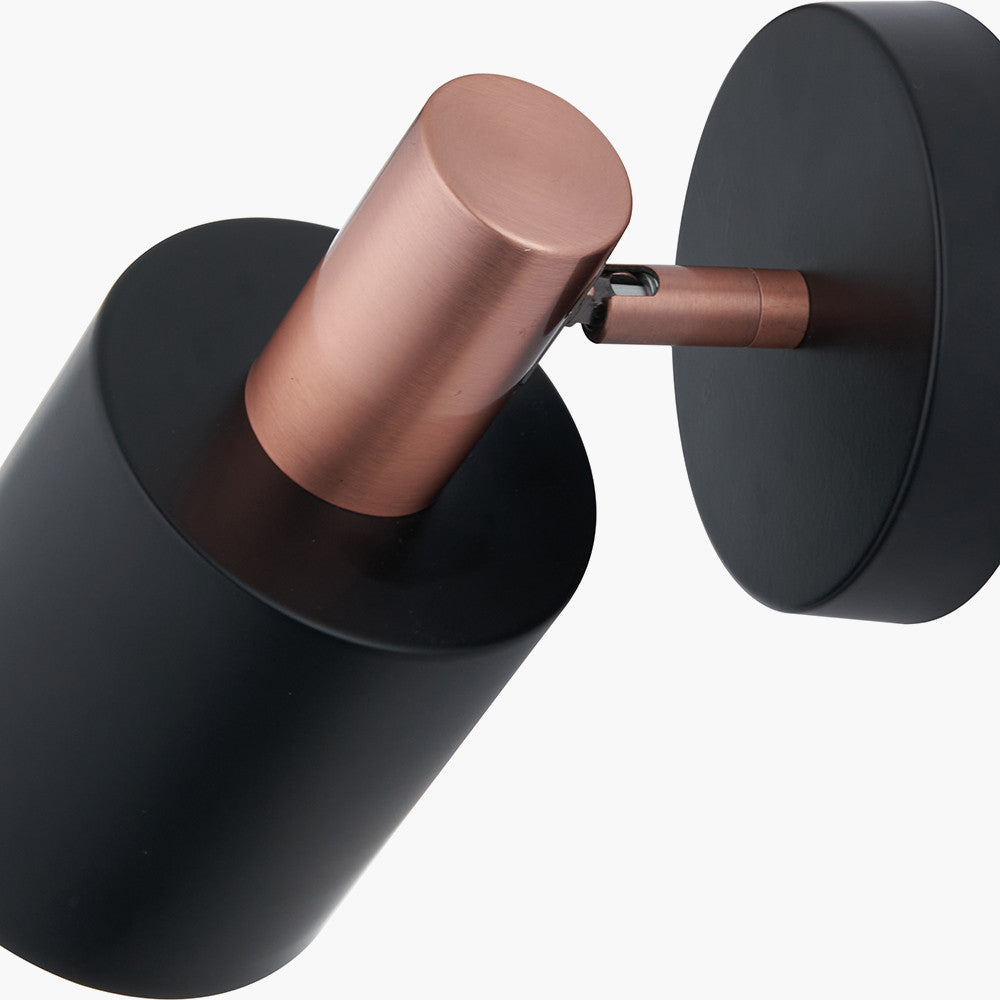 Indy Black and Antique Copper Retro Wall Light Detail