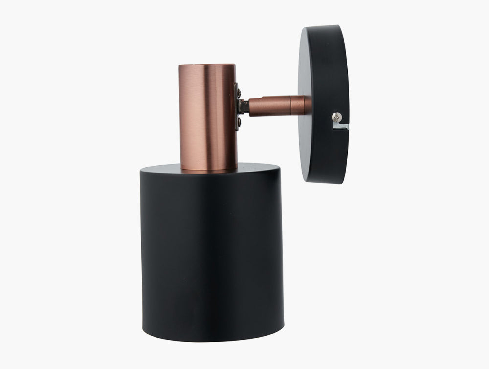 Indy Black and Antique Copper Retro Wall Light