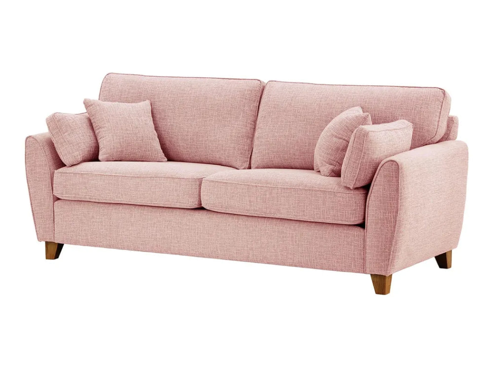 Jackson 3 Seater Sofa - Blush Pink and Dark Oak