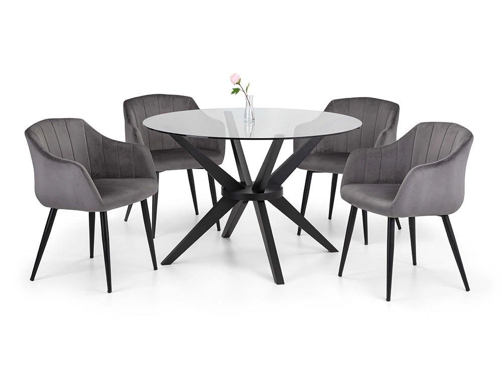Jayden Round Dining Table with Padded Fabric Chairs 2