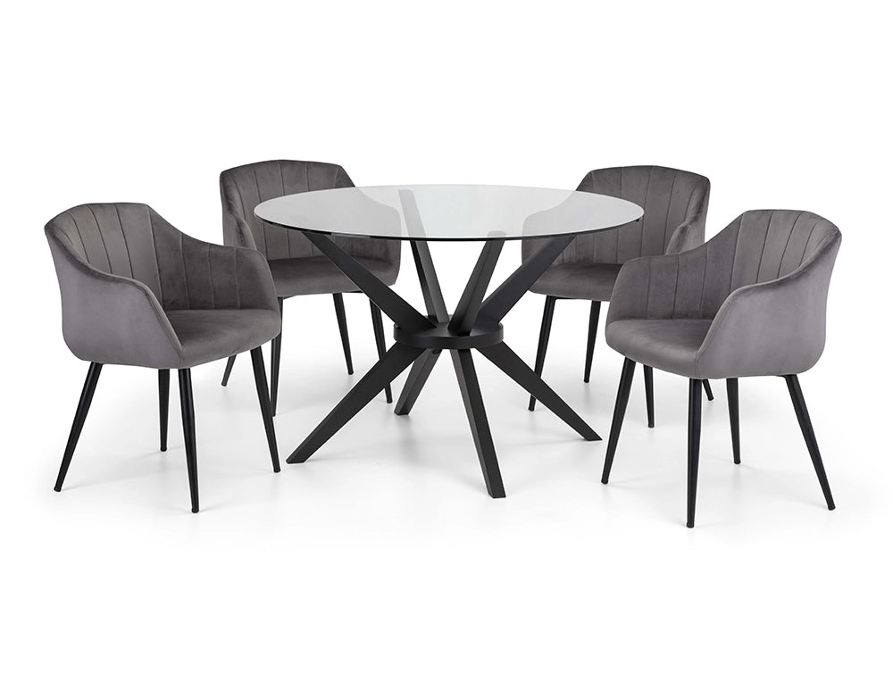 Jayden Round Dining Table with Padded Fabric Chairs