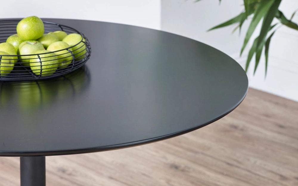 Julio Round Dining Table in Black Finish Detail