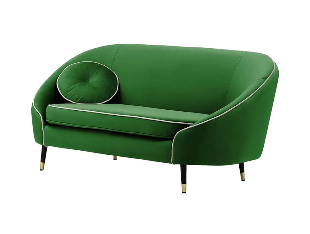 Kaleb 2 Seater Contrast Piping Sofa - Dark Green and Black/Gold