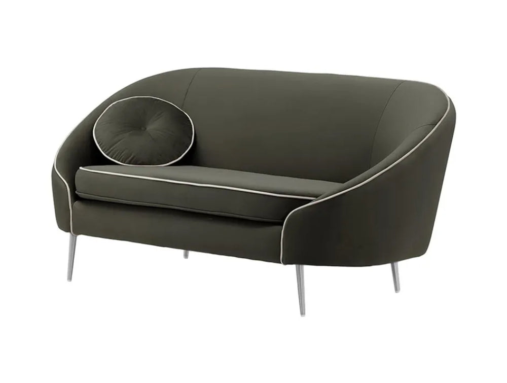 Kaleb 2 Seater Contrast Piping Sofa - Graphite and Chrome